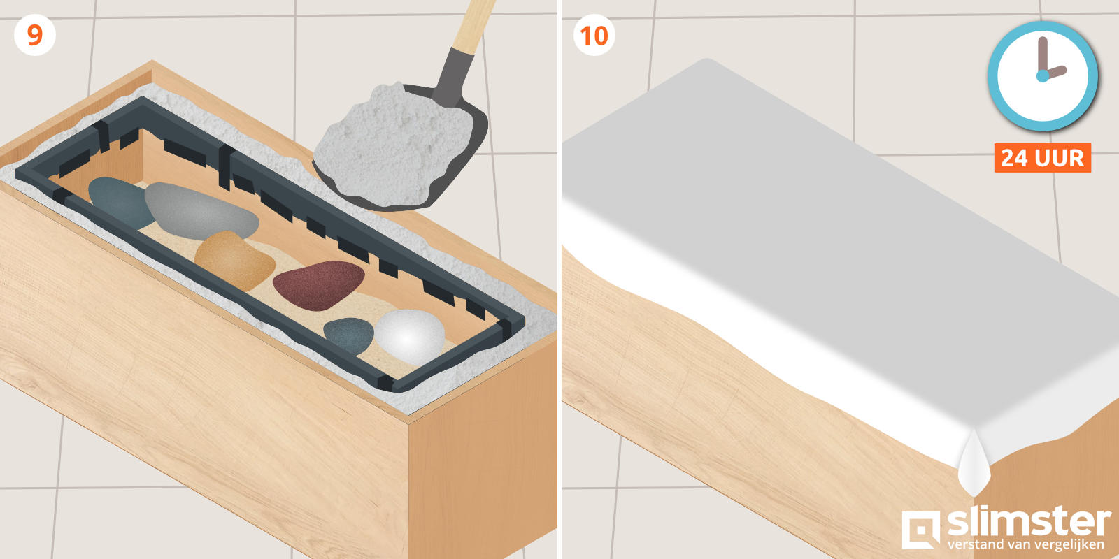 Betonnen plantenbak maken stap 9/10